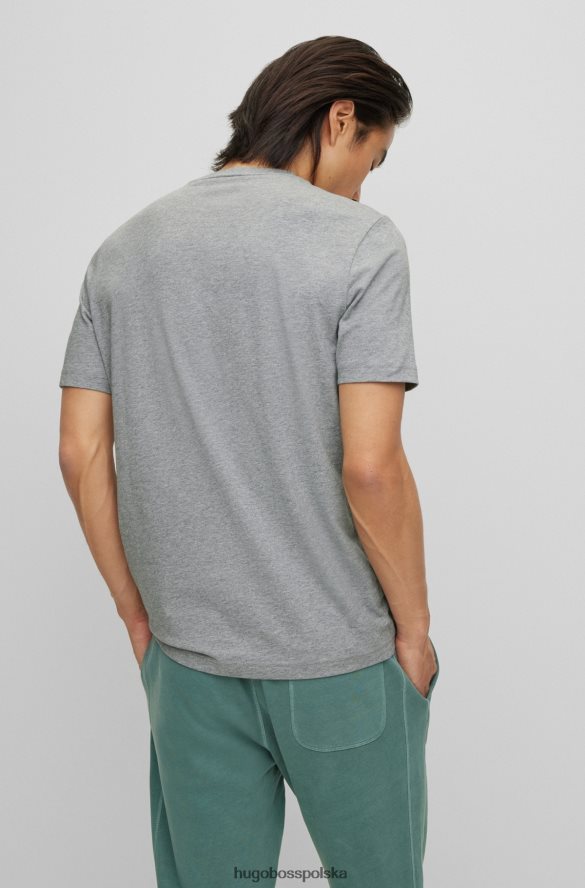 Hugo Boss szary t-shirt hugo z logo floku, wykonany z bawełnianego dżerseju szary R0X0H63628