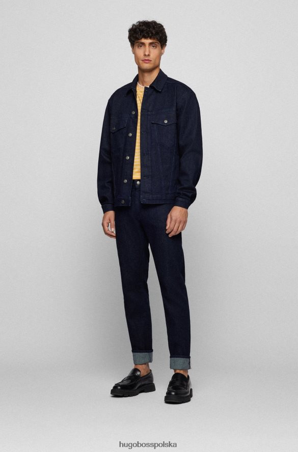 Hugo Boss żółta koszulka w paski z bawełny i lnu hugo żółty R0X0H63462