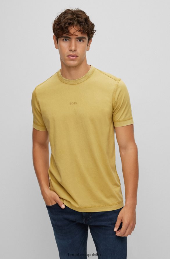 Hugo Boss Żółta koszulka z bawełnianego jerseyu hugo z nadrukowanym logo żółty R0X0H62276
