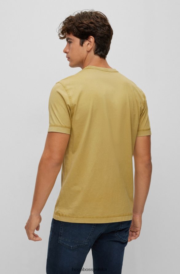 Hugo Boss Żółta koszulka z bawełnianego jerseyu hugo z nadrukowanym logo żółty R0X0H62276