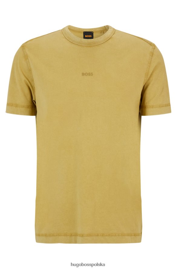 Hugo Boss Żółta koszulka z bawełnianego jerseyu hugo z nadrukowanym logo żółty R0X0H62276