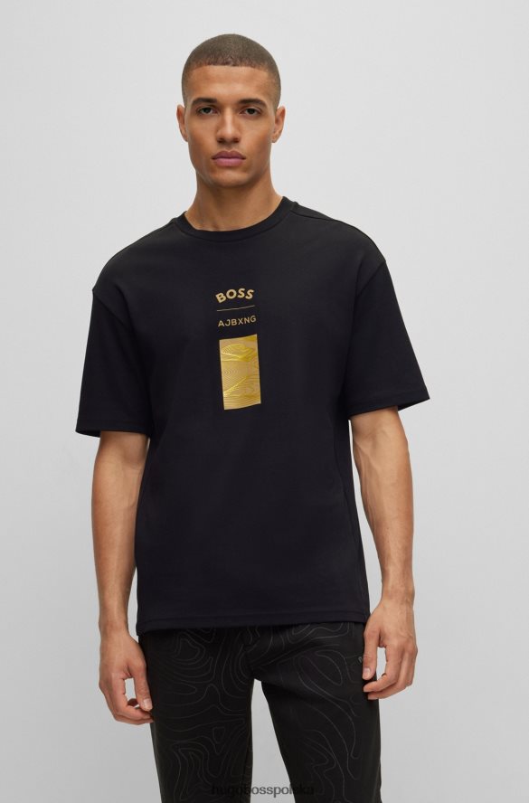 Hugo Boss x ajbxng – bawełniana koszulka o luźnym kroju, interlock czarny R0X0H63020