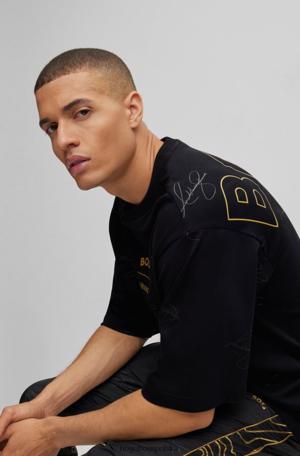 Hugo Boss x ajbxng – bawełniana koszulka typu interlock ze wspólnym brandingiem i podpisami czarny R0X0H63998