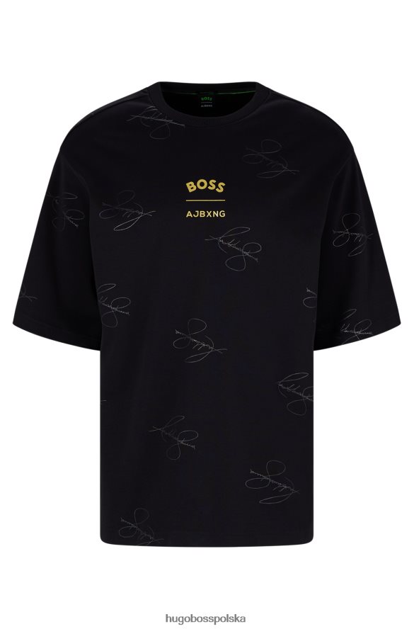 Hugo Boss x ajbxng – bawełniana koszulka typu interlock ze wspólnym brandingiem i podpisami czarny R0X0H63998