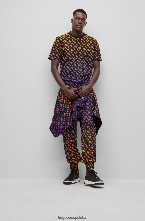 Hugo Boss x khaby – T-shirt o swobodnym kroju z bawełnianego dżerseju z gradientowymi monogramami wzorzyste R0X0H61015