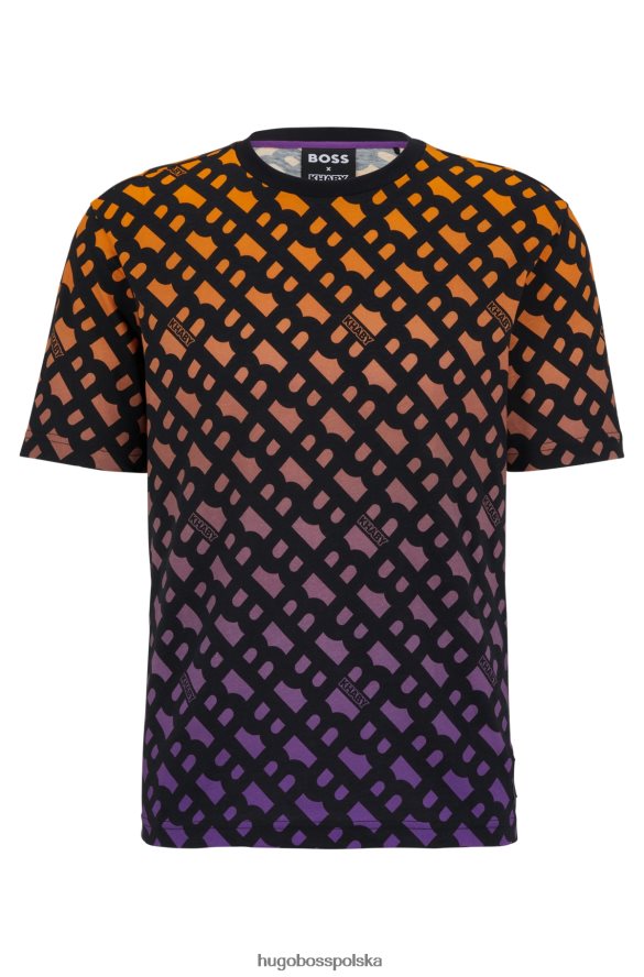 Hugo Boss x khaby – T-shirt o swobodnym kroju z bawełnianego dżerseju z gradientowymi monogramami wzorzyste R0X0H61015