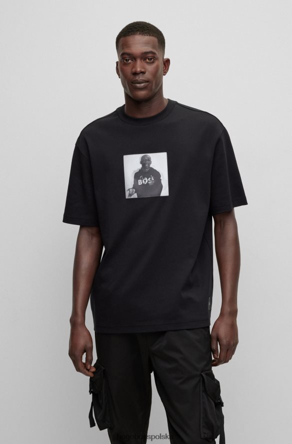 Hugo Boss x khaby – T-shirt oversize z bawełny z soczewkową grafiką czarny R0X0H63827