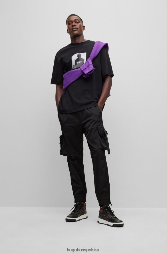 Hugo Boss x khaby – T-shirt oversize z bawełny z soczewkową grafiką czarny R0X0H63827