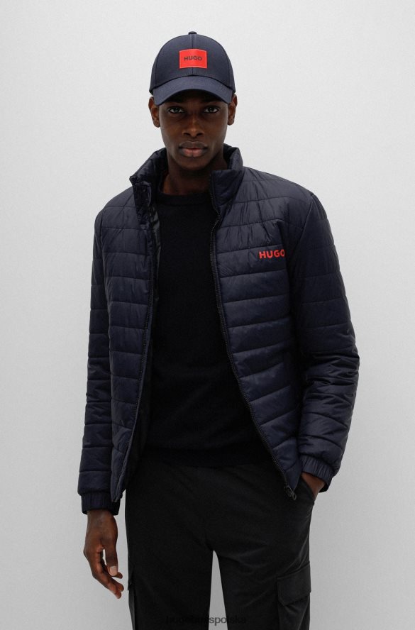 Hugo Boss Ciemnoniebieska, wodoodporna, ocieplana kurtka hugo z nadrukiem logo ciemny niebieski R0X0H62213