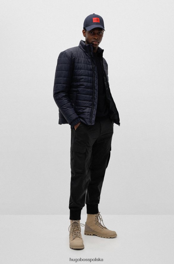 Hugo Boss Ciemnoniebieska, wodoodporna, ocieplana kurtka hugo z nadrukiem logo ciemny niebieski R0X0H62213