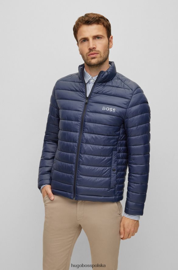 Hugo Boss Ciemnoniebieska, wodoodporna, ocieplana kurtka hugo z tonalnym logo ciemny niebieski R0X0H61334
