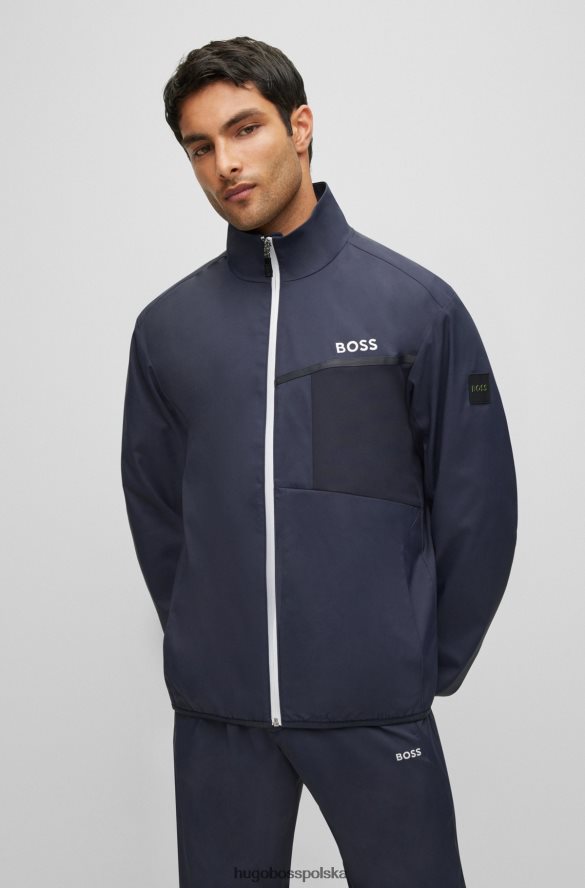 Hugo Boss Ciemnoniebieski dres hugo z logo Hugo, wykonany z wodoodpornego materiału ciemny niebieski R0X0H63289