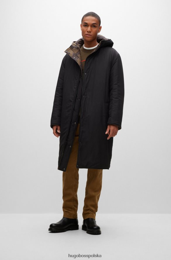 Hugo Boss Dwustronny pikowany płaszcz we wzór hugo, o swobodnym kroju, z kamuflażowym nadrukiem wzorzyste R0X0H62862