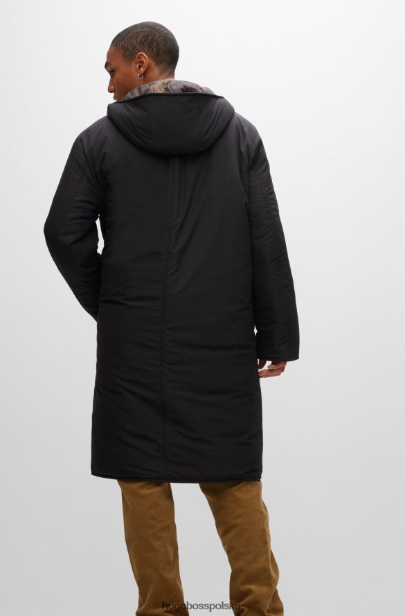 Hugo Boss Dwustronny pikowany płaszcz we wzór hugo, o swobodnym kroju, z kamuflażowym nadrukiem wzorzyste R0X0H62862