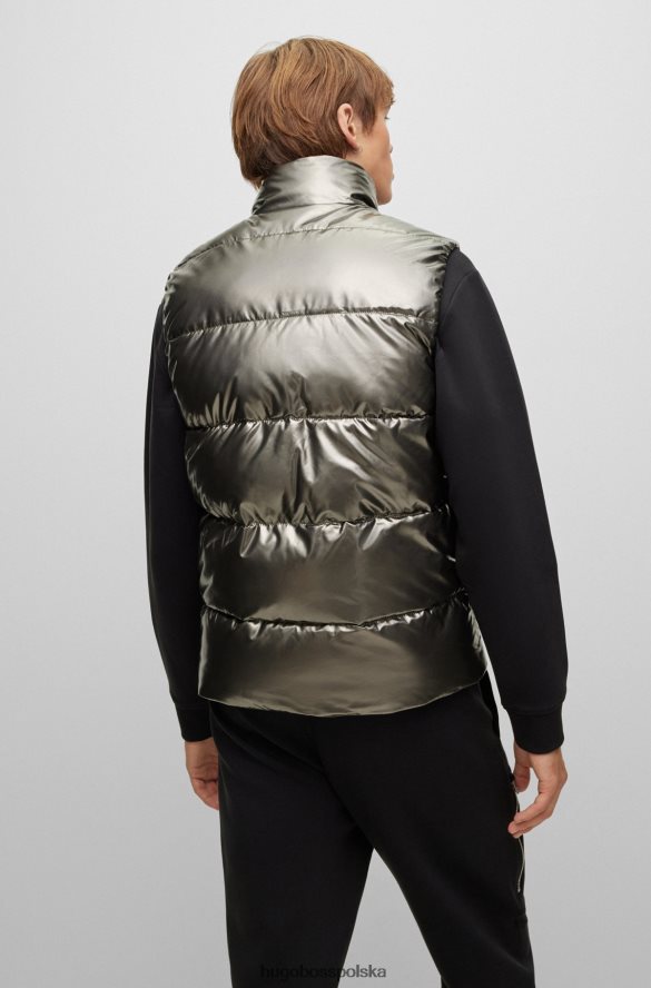 Hugo Boss Hugo srebrna kamizelka o dopasowanym kroju z wodoodpornego materiału z efektem metalicznym srebro R0X0H64332