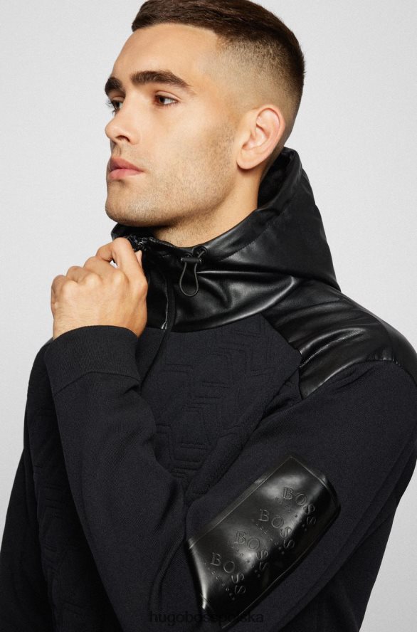 Hugo Boss Koszulka zapinana na zamek max aj 50456146 czarna czarny R0X0H6201