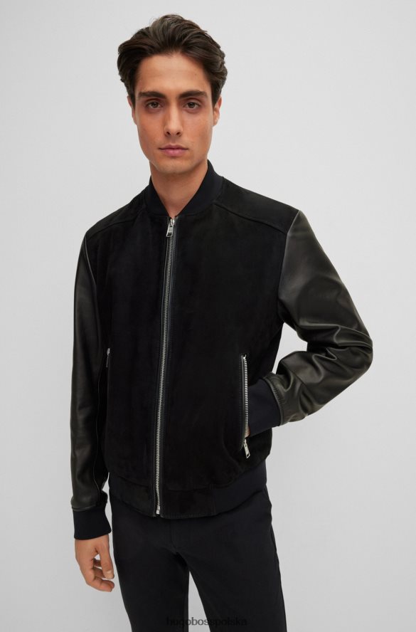Hugo Boss Kurtka bomber z zamszu i skóry nappa Hugo w kolorze czarnym czarny R0X0H61381