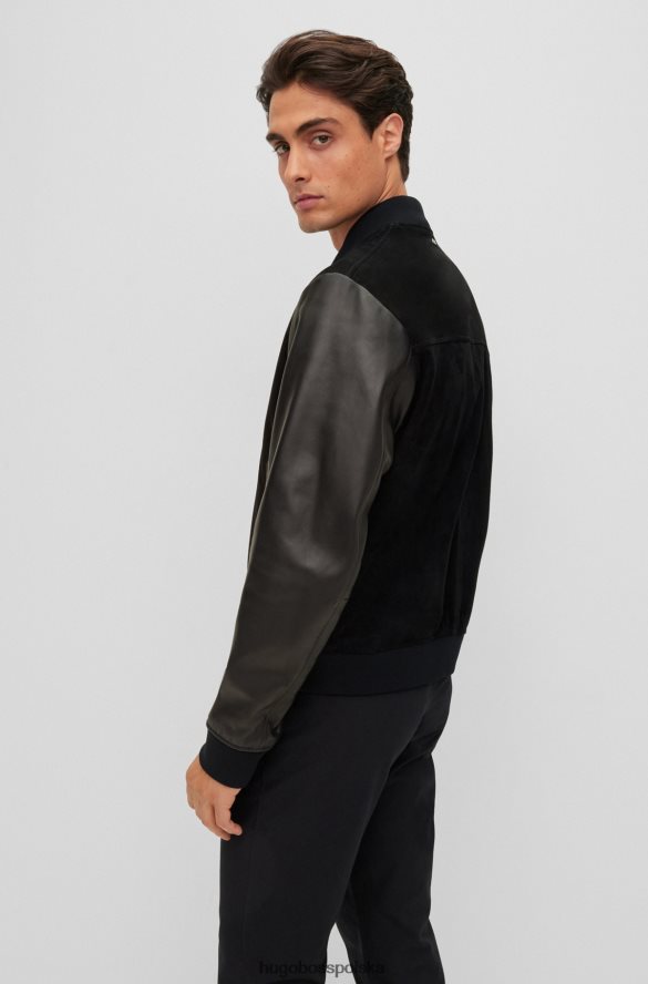 Hugo Boss Kurtka bomber z zamszu i skóry nappa Hugo w kolorze czarnym czarny R0X0H61381