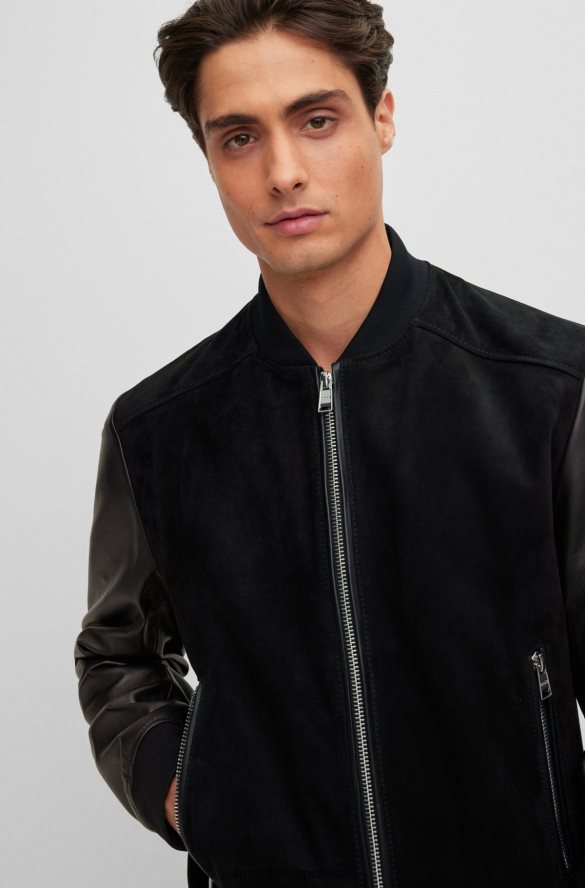 Hugo Boss Kurtka bomber z zamszu i skóry nappa Hugo w kolorze czarnym czarny R0X0H61381