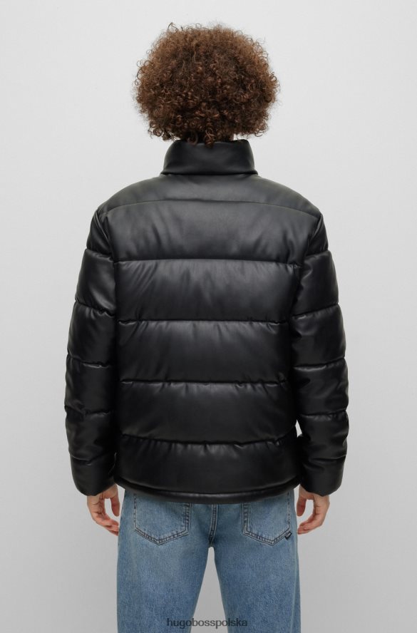 Hugo Boss Kurtka puchowa ze sztucznej skóry z obramowanym logo Hugo w kolorze czarnym czarny R0X0H61772