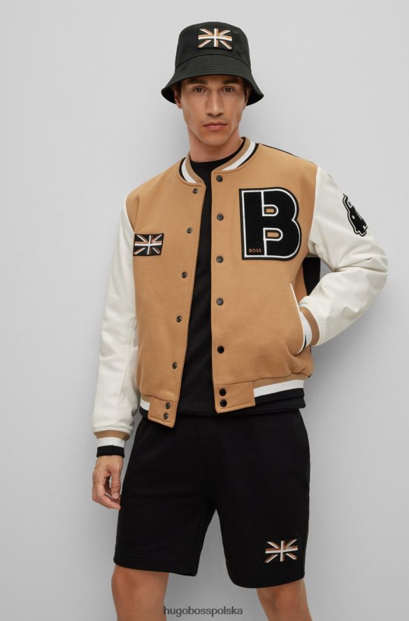 Hugo Boss Kurtka uniwersytecka z materiału frotté i beżowym hugo typu union jack beżowy R0X0H63105