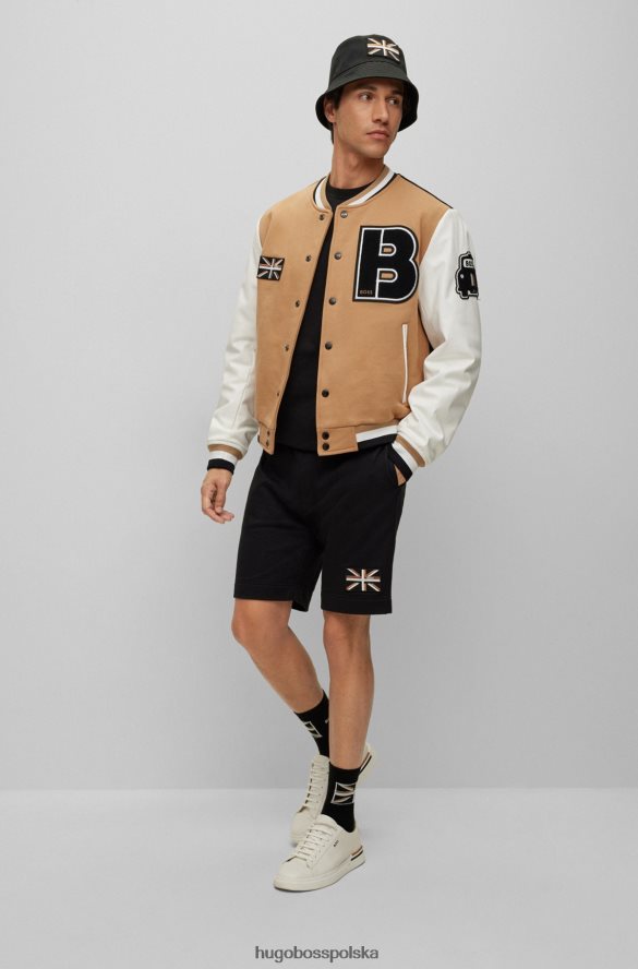 Hugo Boss Kurtka uniwersytecka z materiału frotté i beżowym hugo typu union jack beżowy R0X0H63105