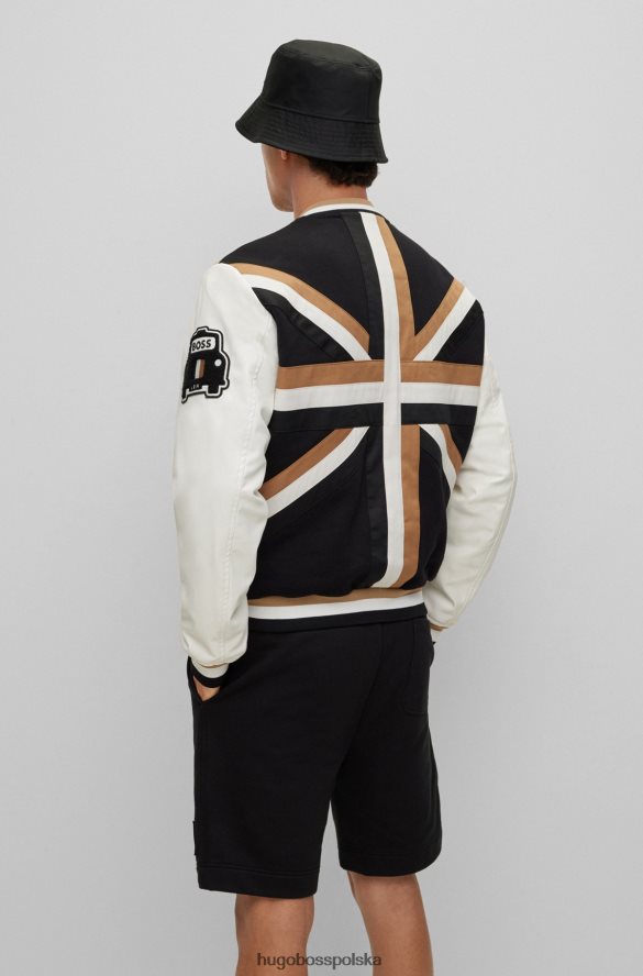 Hugo Boss Kurtka uniwersytecka z materiału frotté i beżowym hugo typu union jack beżowy R0X0H63105