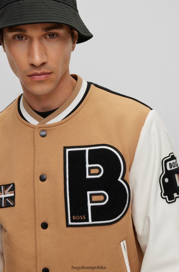Hugo Boss Kurtka uniwersytecka z materiału frotté i beżowym hugo typu union jack beżowy R0X0H63105