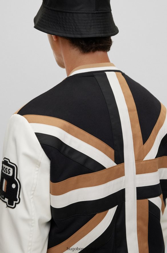 Hugo Boss Kurtka uniwersytecka z materiału frotté i beżowym hugo typu union jack beżowy R0X0H63105