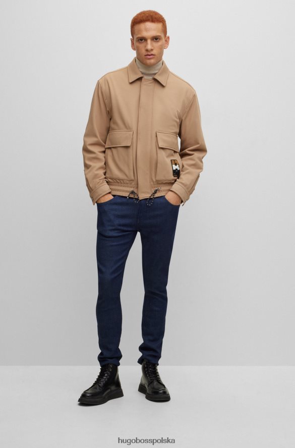 Hugo Boss Ocieplana kurtka x FC Bayern z mikrowzorem i charakterystycznym monogramem w paski beżowy R0X0H64379