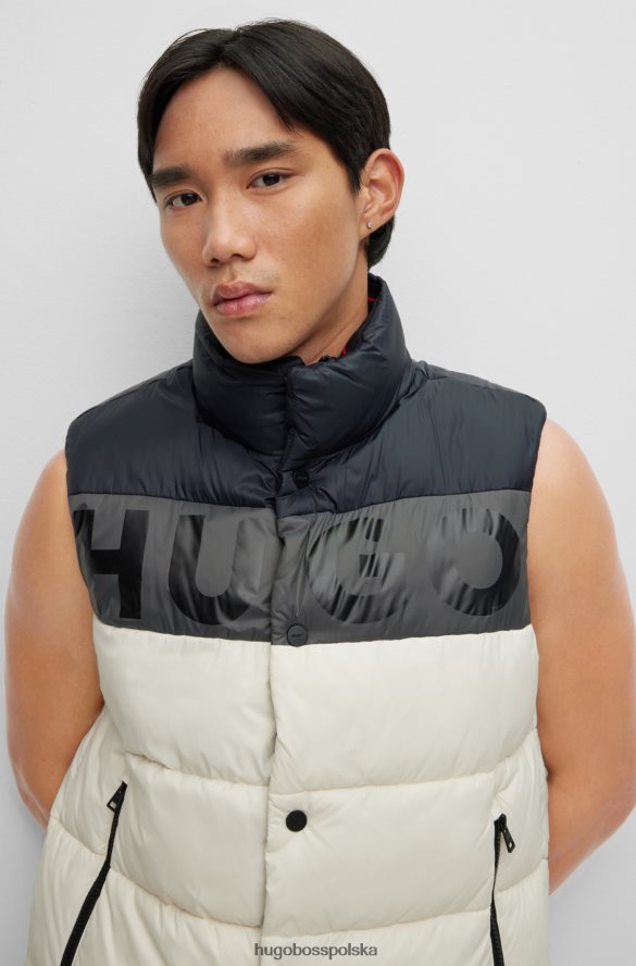 Hugo Boss Puchowa kamizelka w bloki kolorów z odważnym logo hugo w kolorze białym biały R0X0H61553