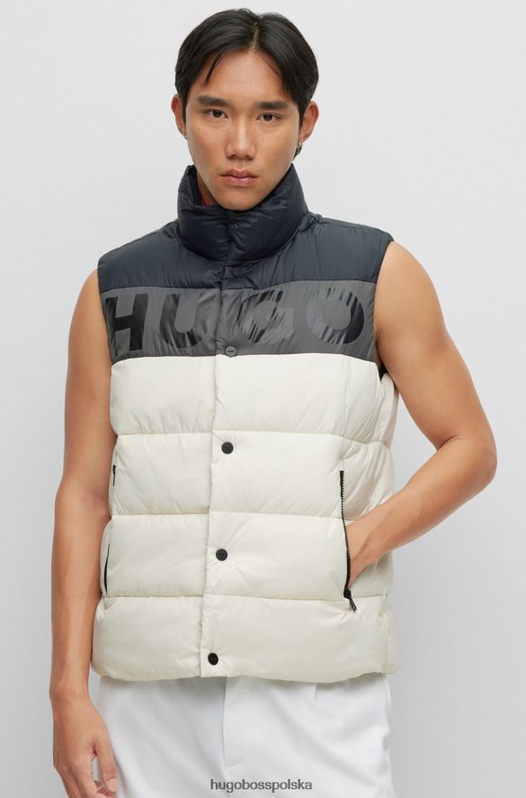 Hugo Boss Puchowa kamizelka w bloki kolorów z odważnym logo hugo w kolorze białym biały R0X0H61553