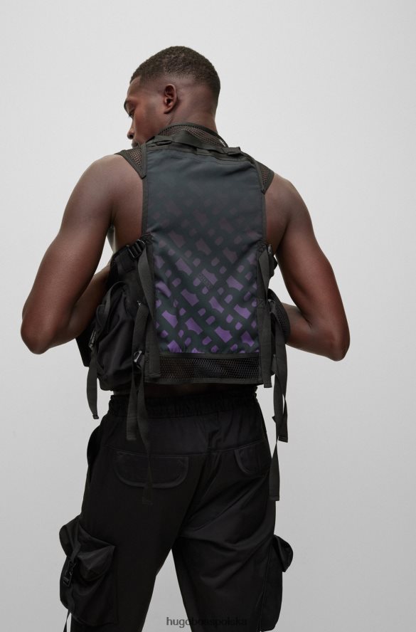 Hugo Boss Wielokieszeniowa kamizelka x khaby z gradientowymi monogramami czarny R0X0H64420