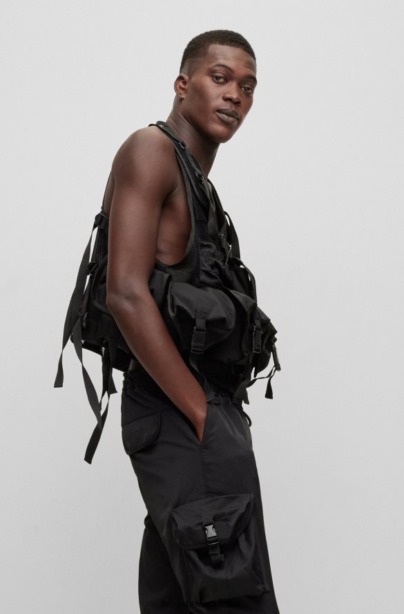 Hugo Boss Wielokieszeniowa kamizelka x khaby z gradientowymi monogramami czarny R0X0H64420