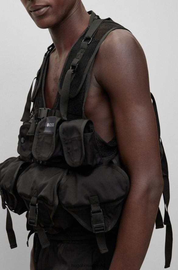 Hugo Boss Wielokieszeniowa kamizelka x khaby z gradientowymi monogramami czarny R0X0H64420