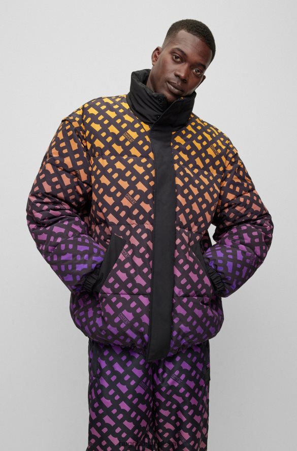 Hugo Boss Wodoodporna, dwustronna kurtka x khaby z gradientowymi monogramami wzorzyste R0X0H61016