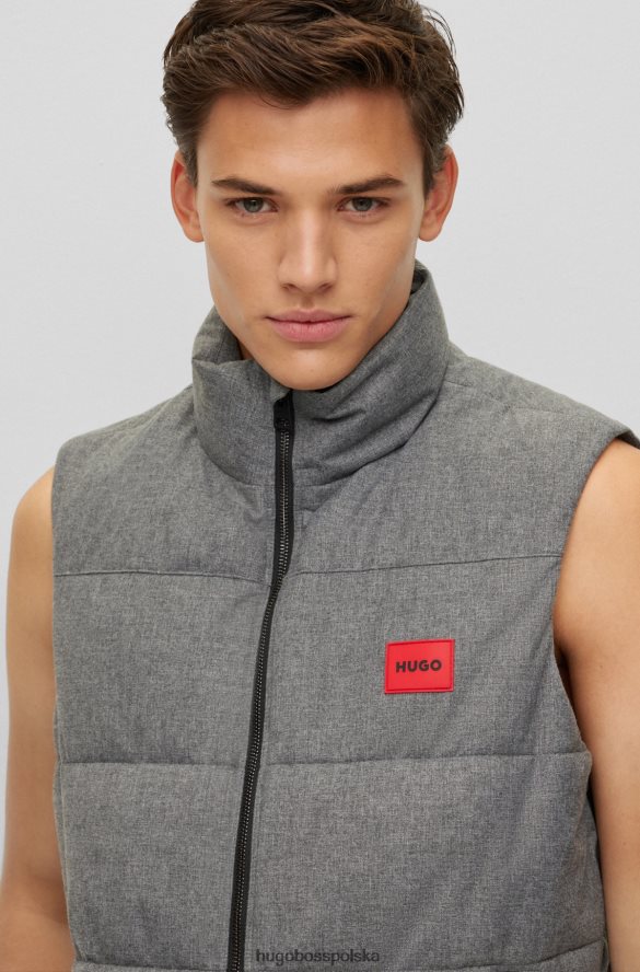 Hugo Boss Wodoodporna kamizelka o dopasowanym kroju z czerwoną metką z logo i szarym hugo szary R0X0H61607