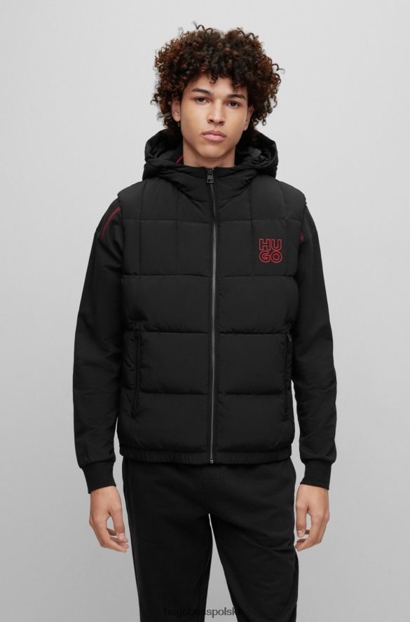Hugo Boss Wodoodporna kamizelka puchowa o dopasowanym kroju z logo hugo w kolorze czarnym czarny R0X0H63313