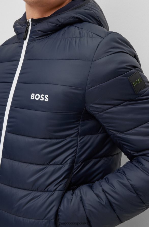 Hugo Boss Wodoodporna kurtka puchowa hugo z markowymi wykończeniami w kolorze ciemnoniebieskim ciemny niebieski R0X0H63335