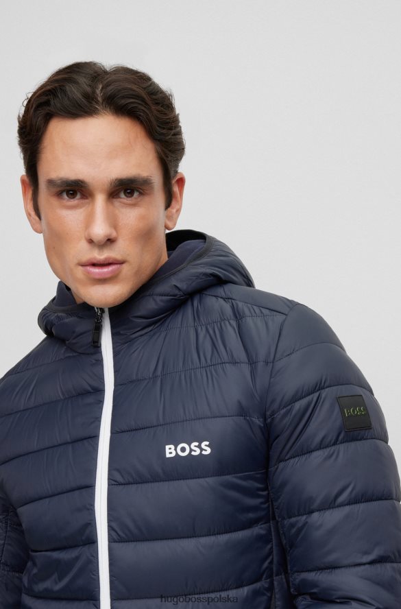 Hugo Boss Wodoodporna kurtka puchowa hugo z markowymi wykończeniami w kolorze ciemnoniebieskim ciemny niebieski R0X0H63335