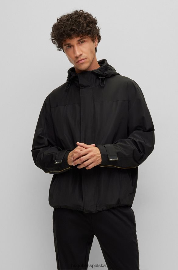 Hugo Boss Wodoodporna kurtka z kapturem porsche x hugo ze wspólnym brandingiem czarny R0X0H64039