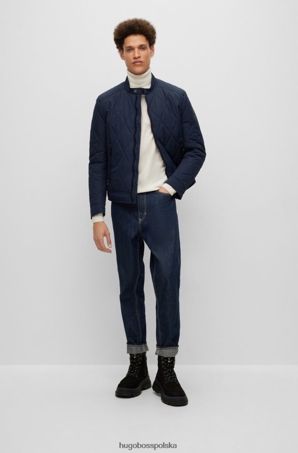 Hugo Boss Wodoodporna pikowana kurtka hugo z naszywką z logo w kolorze ciemnoniebieskim ciemny niebieski R0X0H61372