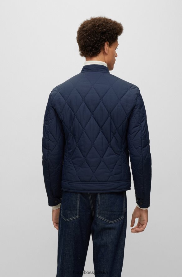 Hugo Boss Wodoodporna pikowana kurtka hugo z naszywką z logo w kolorze ciemnoniebieskim ciemny niebieski R0X0H61372