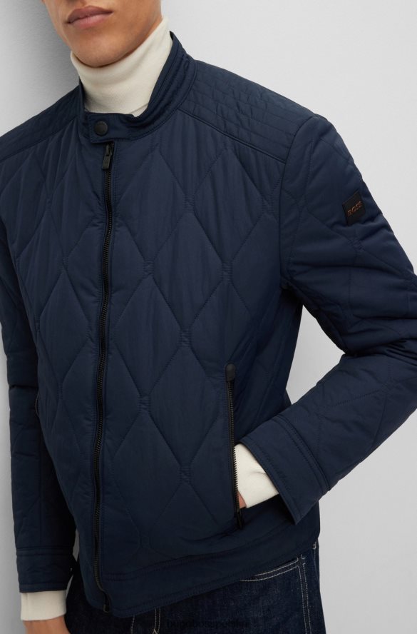 Hugo Boss Wodoodporna pikowana kurtka hugo z naszywką z logo w kolorze ciemnoniebieskim ciemny niebieski R0X0H61372