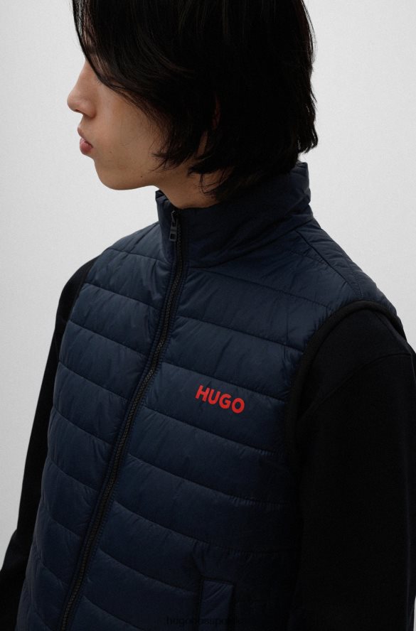 Hugo Boss Wodoodporna, wyściełana kamizelka o dopasowanym kroju z kontrastowym logo hugo w kolorze ciemnoniebieskim ciemny niebieski R0X0H62094