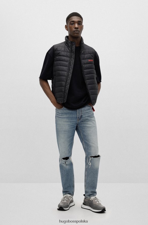 Hugo Boss Wodoodporna, wyściełana kamizelka o dopasowanym kroju z kontrastowym logo w kolorze czarnym hugo czarny R0X0H62092