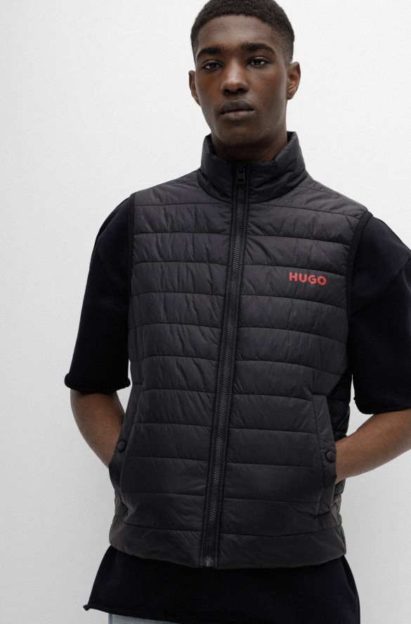 Hugo Boss Wodoodporna, wyściełana kamizelka o dopasowanym kroju z kontrastowym logo w kolorze czarnym hugo czarny R0X0H62092