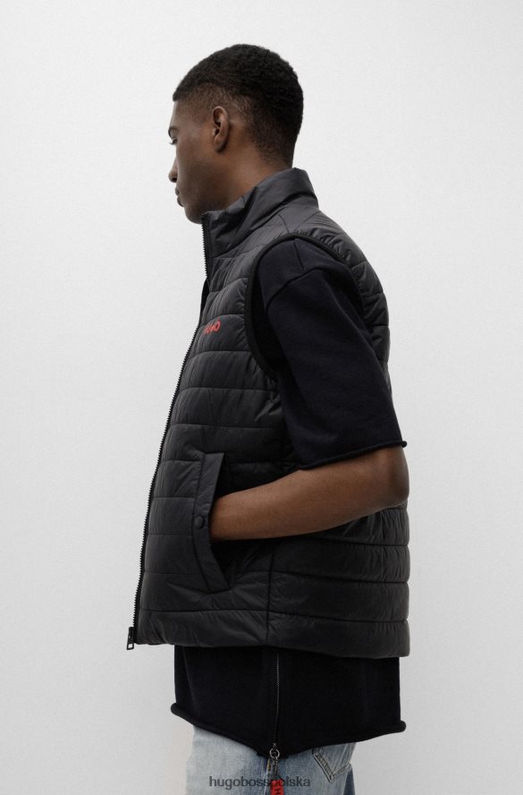 Hugo Boss Wodoodporna, wyściełana kamizelka o dopasowanym kroju z kontrastowym logo w kolorze czarnym hugo czarny R0X0H62092