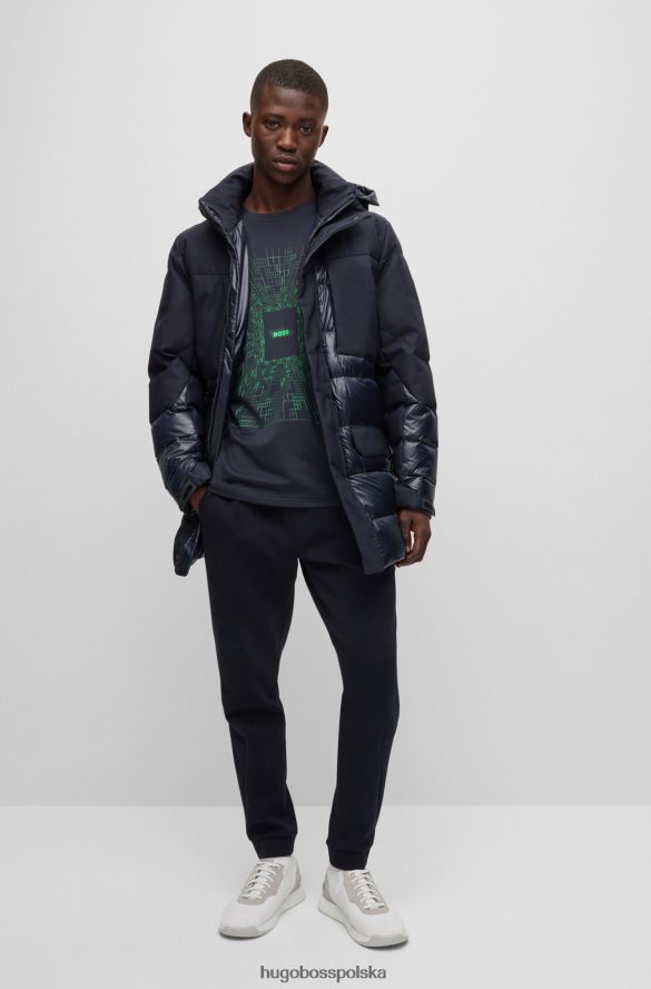 Hugo Boss ciemnoniebieska hybrydowa kurtka puchowa hugo z odpinanym kapturem ciemny niebieski R0X0H61536