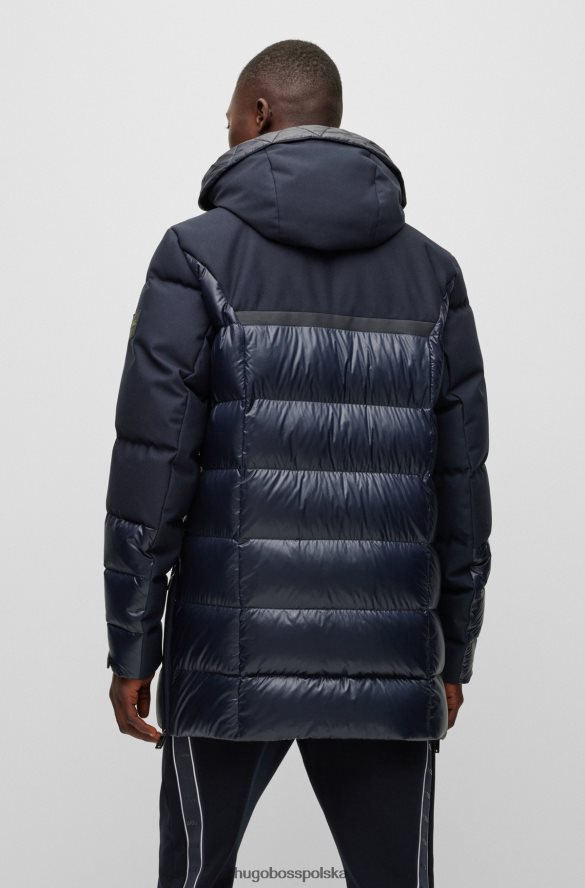Hugo Boss ciemnoniebieska hybrydowa kurtka puchowa hugo z odpinanym kapturem ciemny niebieski R0X0H61536